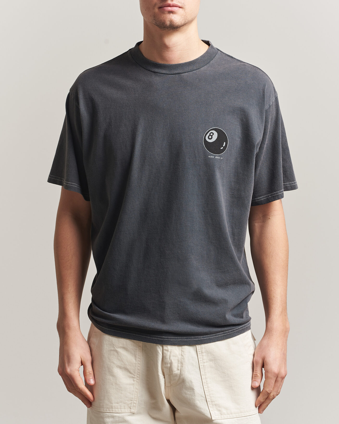 Uomini | T-shirt | Nudie Jeans | Koffe Printed T-Shirt Antracite