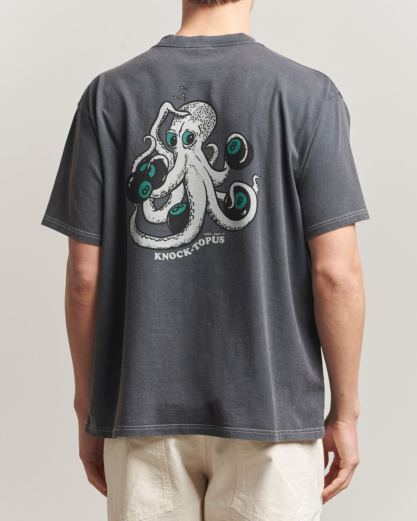 Uomini | T-shirt | Nudie Jeans | Koffe Printed T-Shirt Antracite