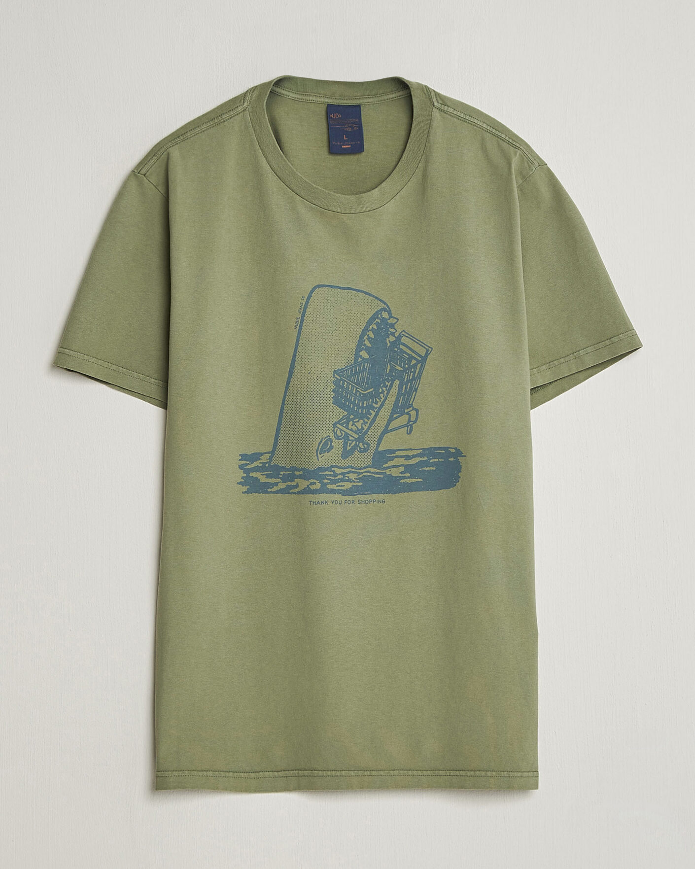 Uomini | T-shirt | Nudie Jeans | Roy Printed T-Shirt Green