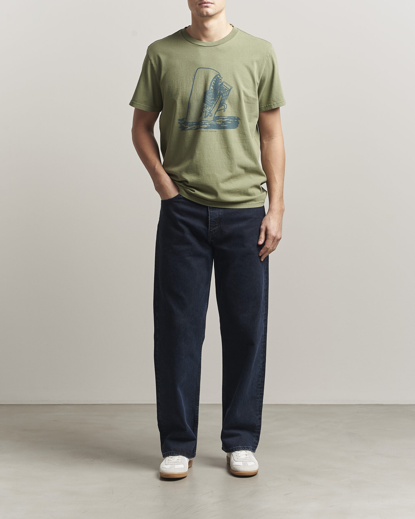 Uomini | T-shirt | Nudie Jeans | Roy Printed T-Shirt Green