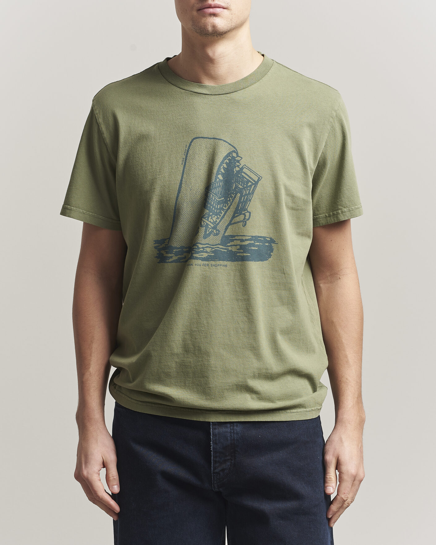 Uomini | T-shirt | Nudie Jeans | Roy Printed T-Shirt Green