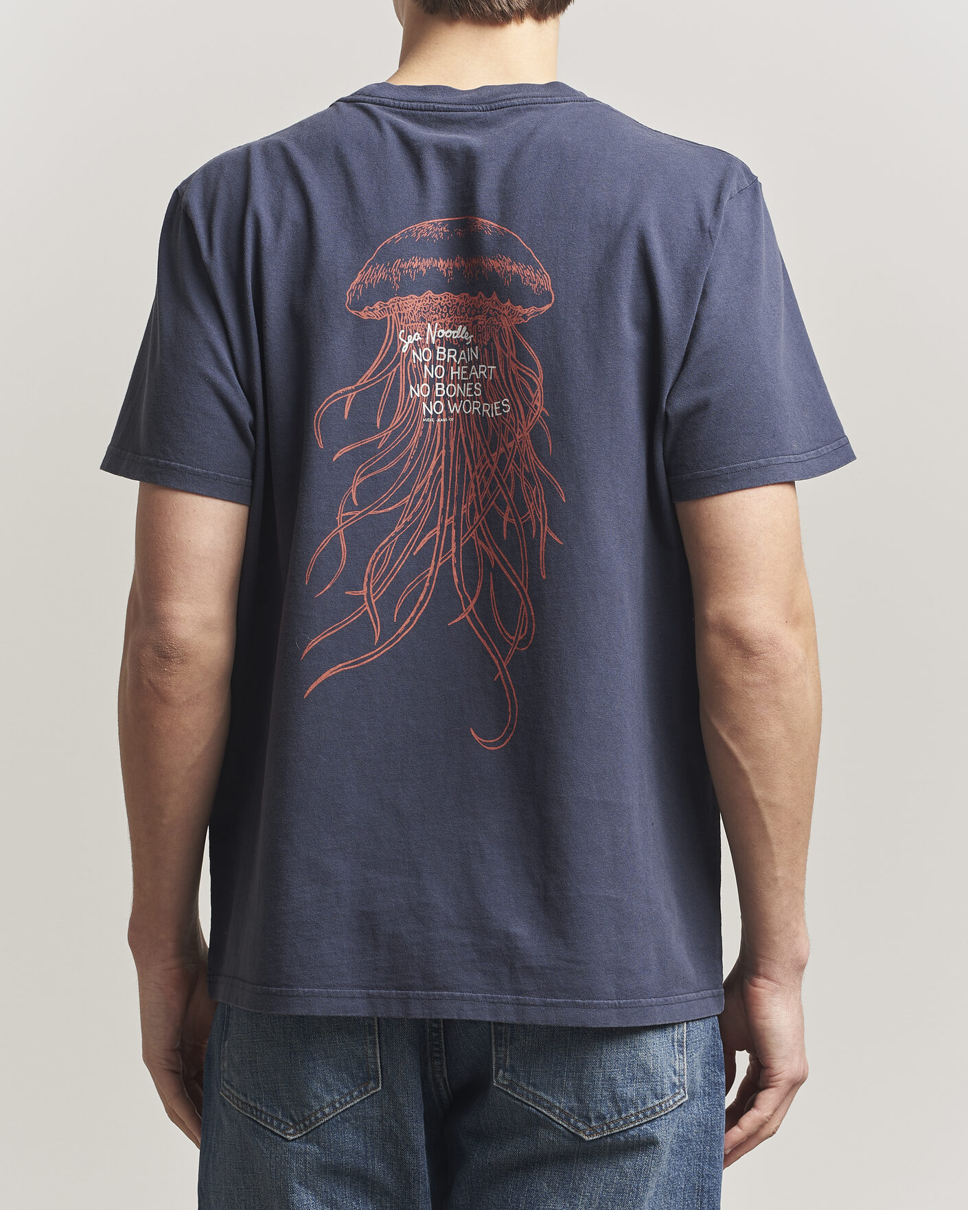 Uomini | T-shirt | Nudie Jeans | Roy Printed T-Shirt Dark Blue