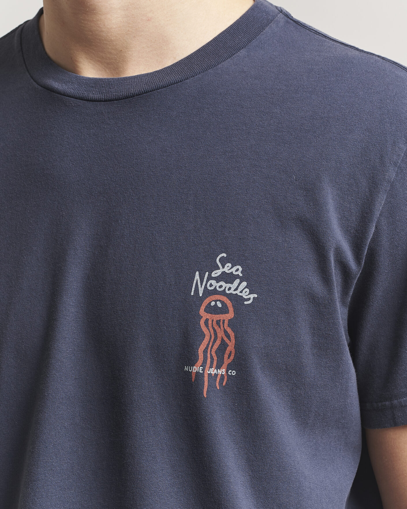 Uomini | T-shirt | Nudie Jeans | Roy Printed T-Shirt Dark Blue
