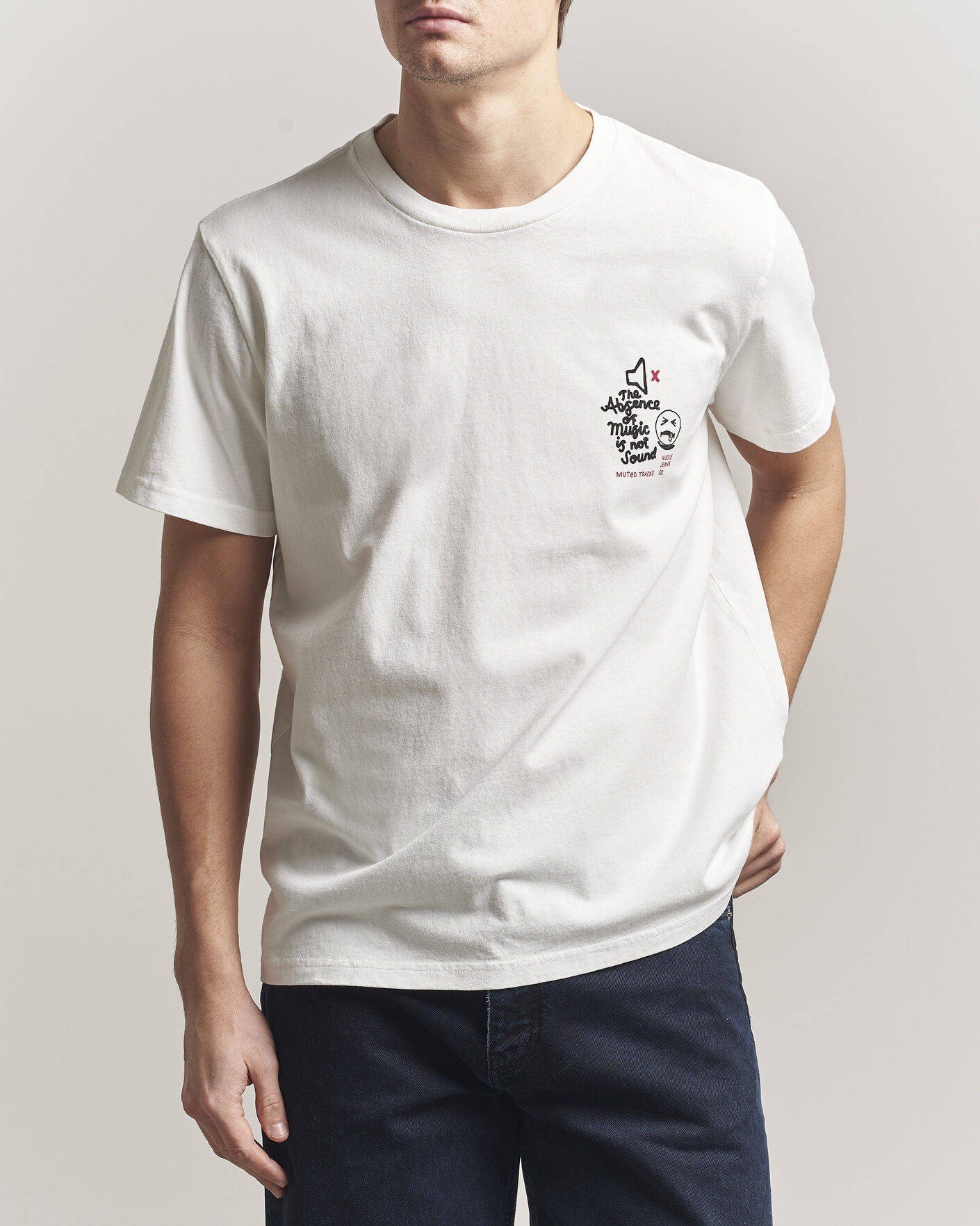 Uomini | T-shirt | Nudie Jeans | Roy Printed T-Shirt Chalk White