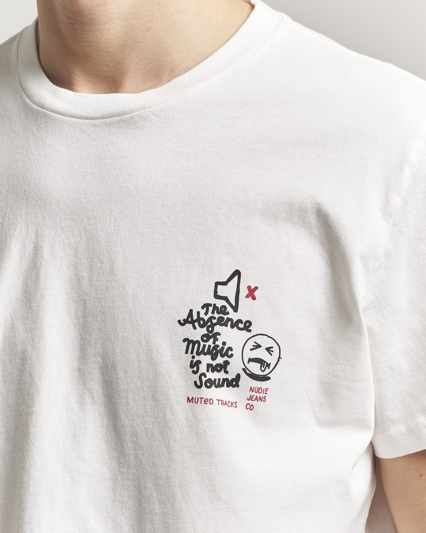 Uomini | T-shirt | Nudie Jeans | Roy Printed T-Shirt Chalk White