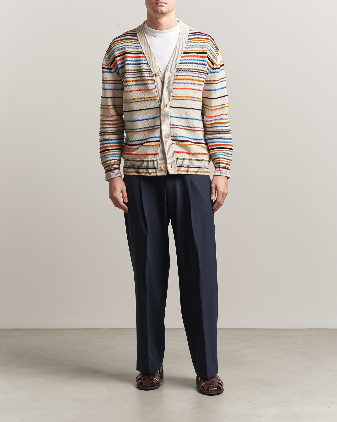 Uomini | Maglieria | Paul Smith | Signature Stripe Knitted Cardigan White