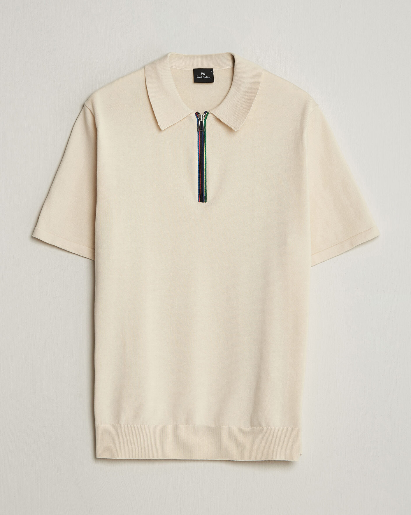 Uomini | Polo | PS Paul Smith | Cotton Knitted Half Zip Polo Off White