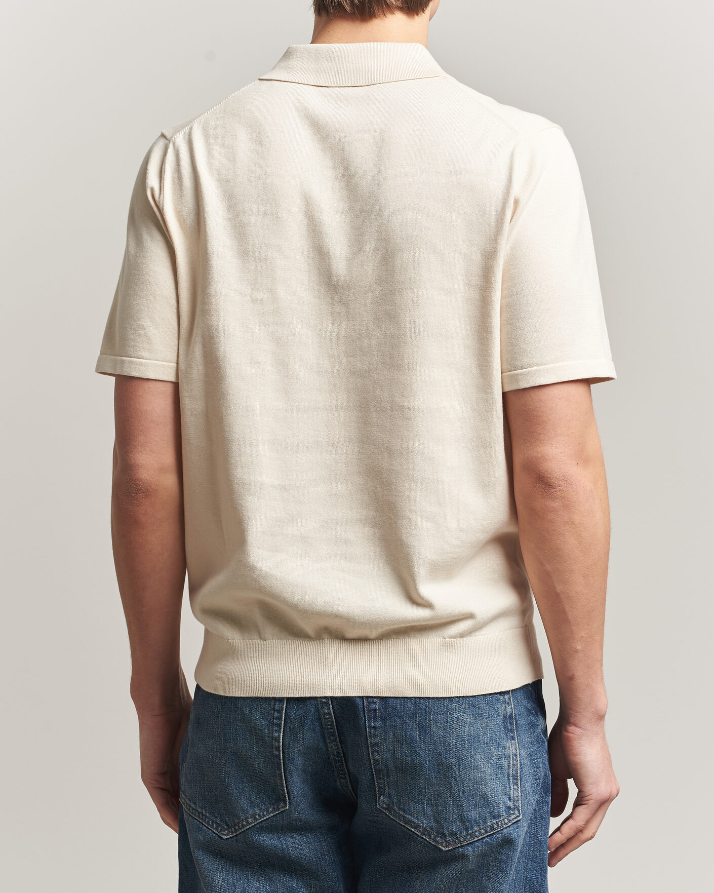 Uomini | Polo | PS Paul Smith | Cotton Knitted Half Zip Polo Off White