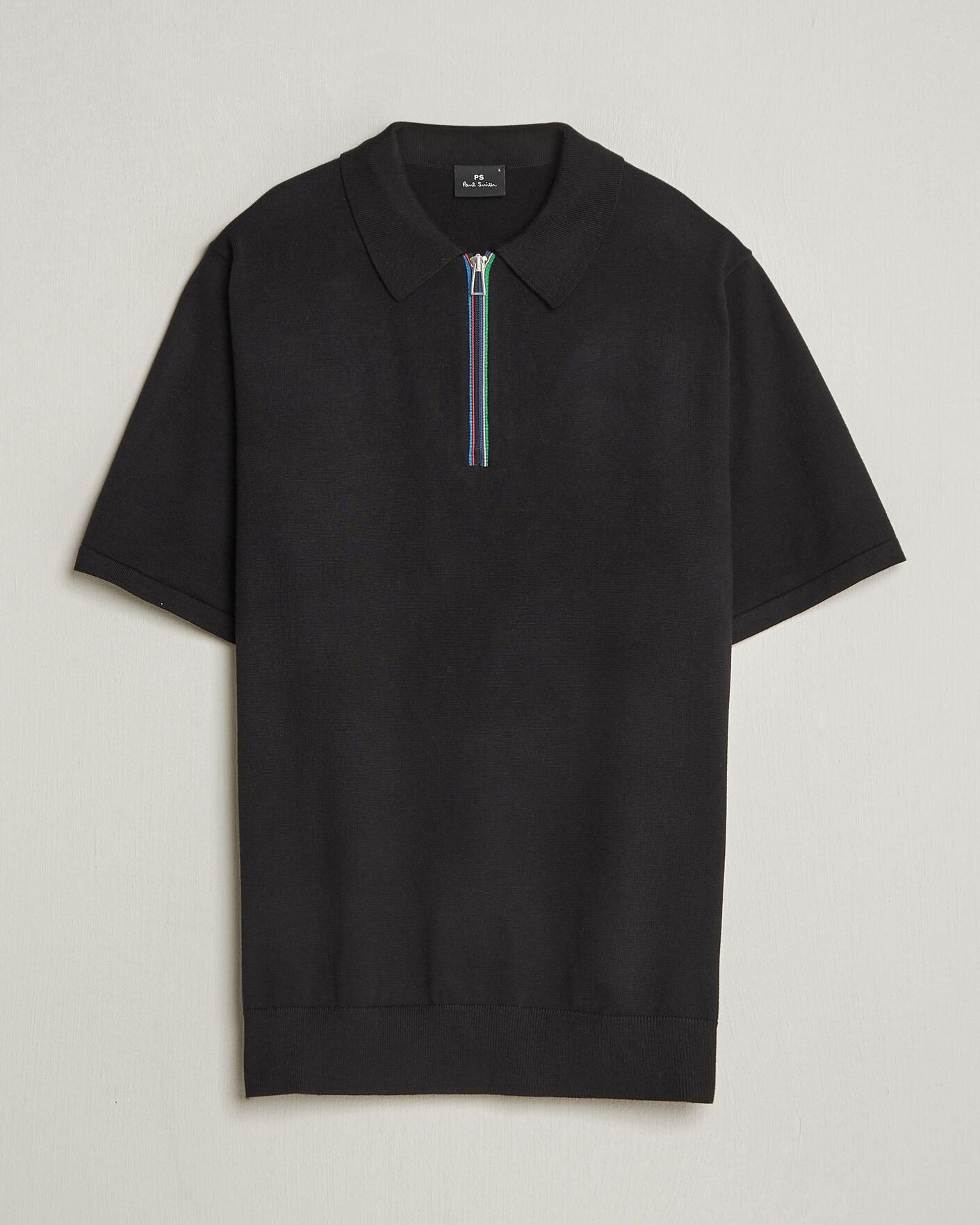 Uomini | Polo | PS Paul Smith | Cotton Knitted Half Zip Polo Black