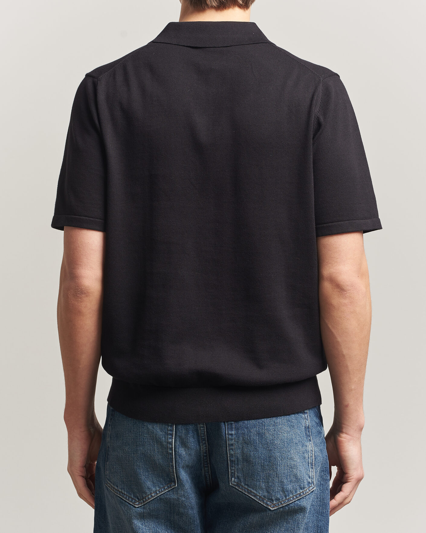 Uomini | Polo | PS Paul Smith | Cotton Knitted Half Zip Polo Black