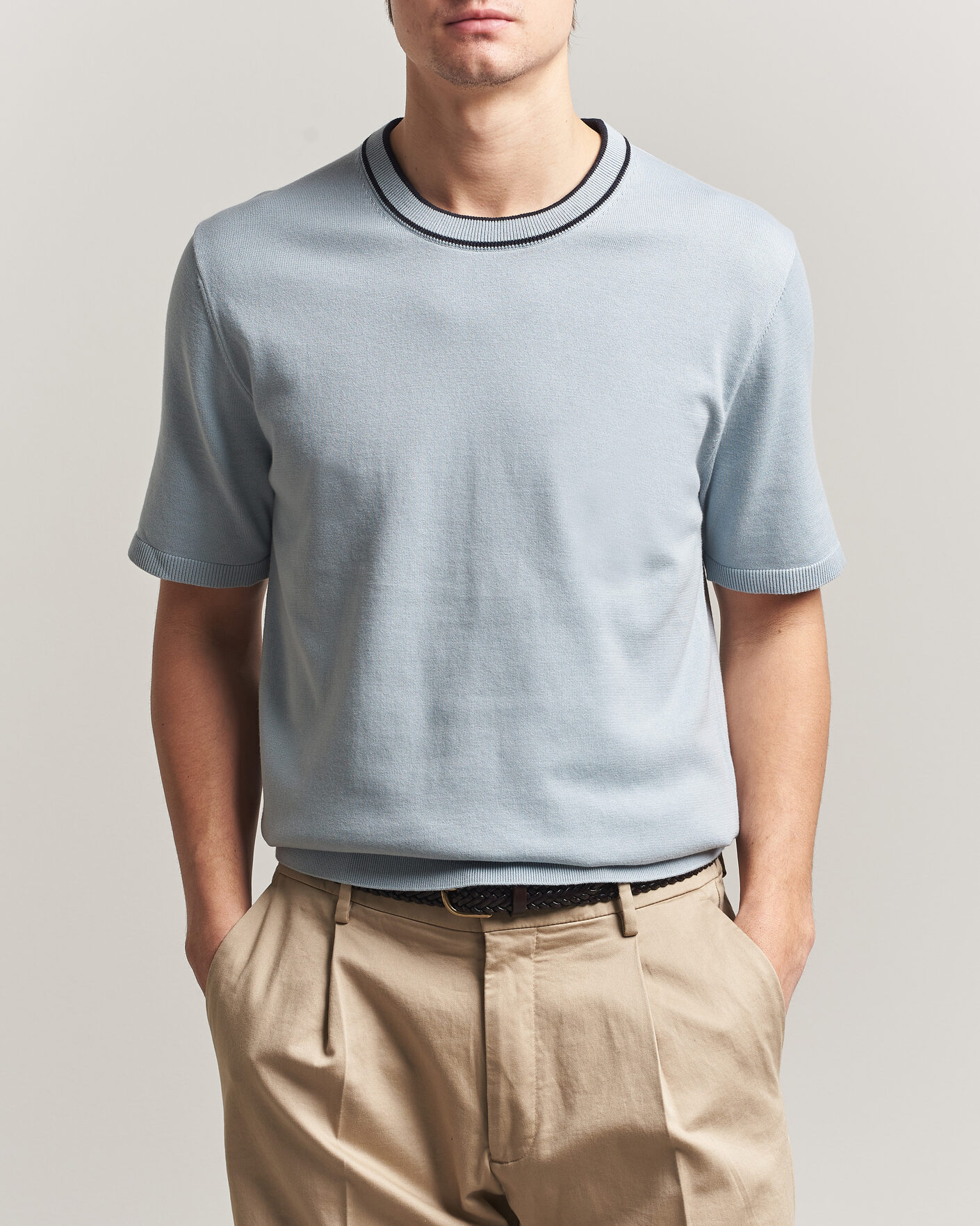 Uomini | T-shirt | PS Paul Smith | Cotton Knitted T-Shirt Light Blue