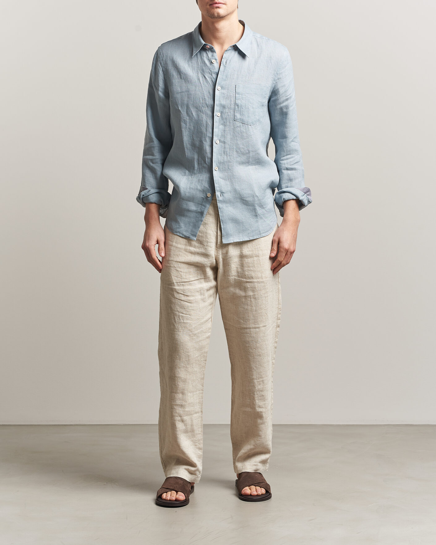 Uomini | Camicie | PS Paul Smith | Tailored Fit Linen Shirt Light Blue