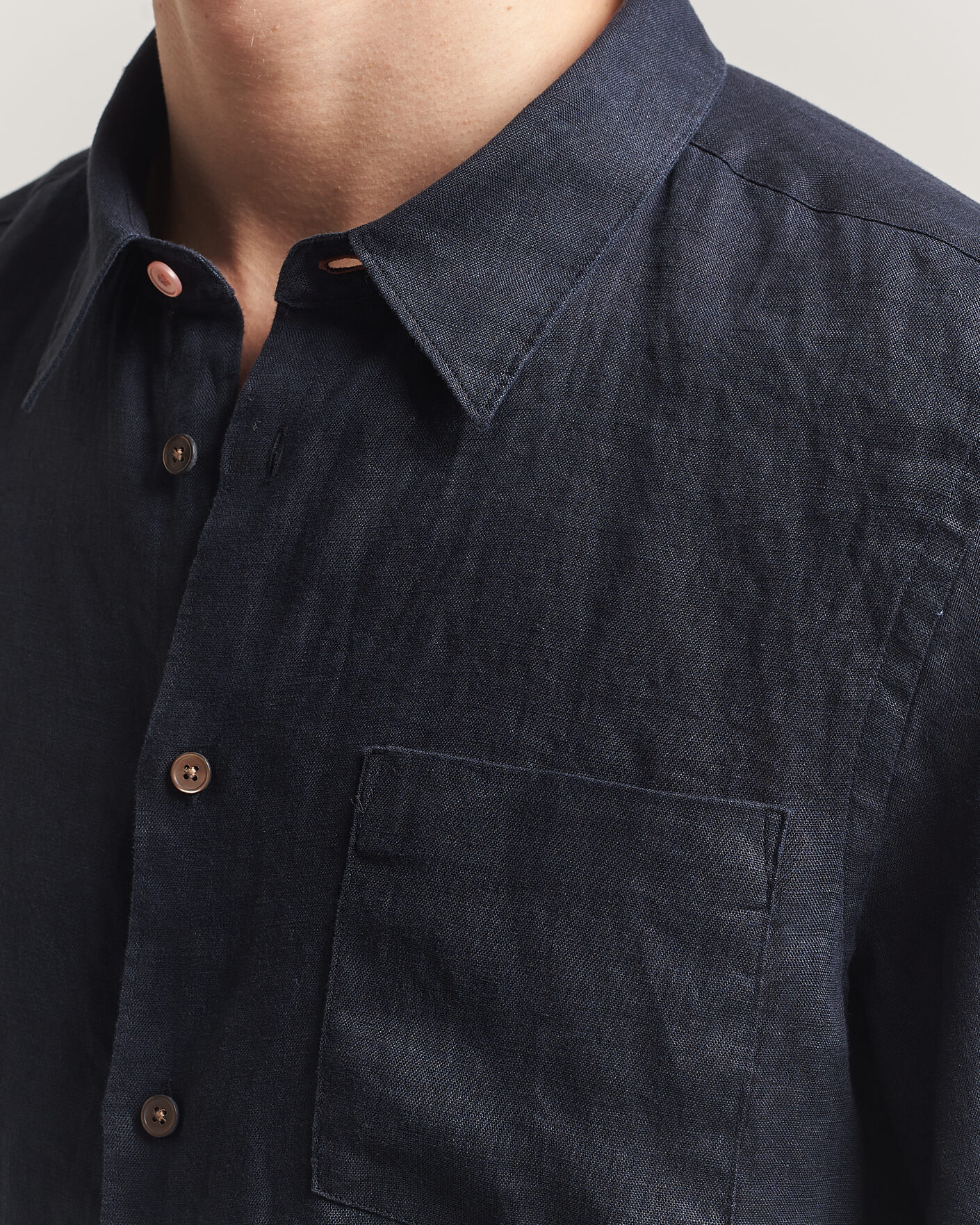 Uomini | Camicie | PS Paul Smith | Tailored Fit Linen Shirt Navy