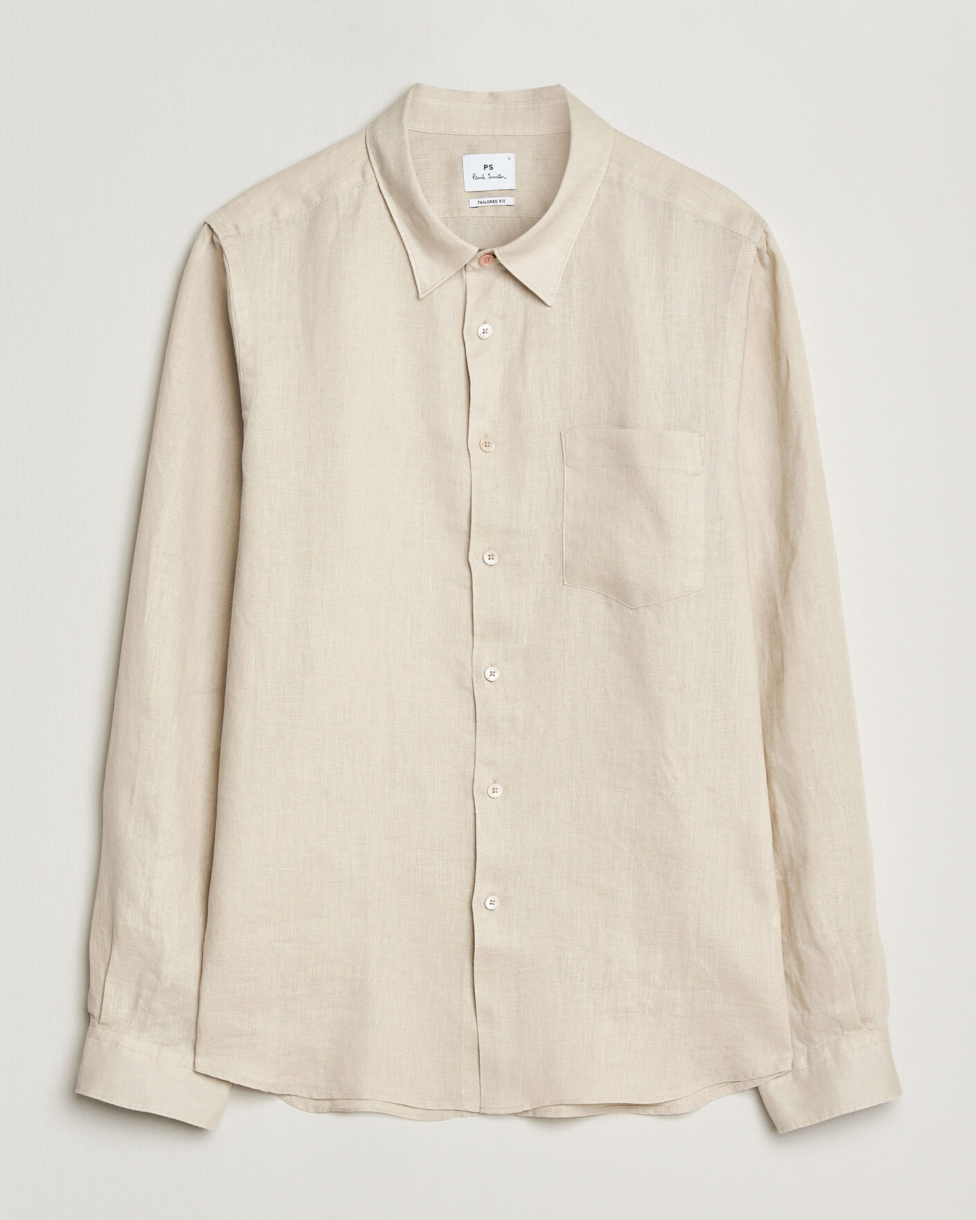 Uomini | Camicie | PS Paul Smith | Tailored Fit Linen Shirt Beige