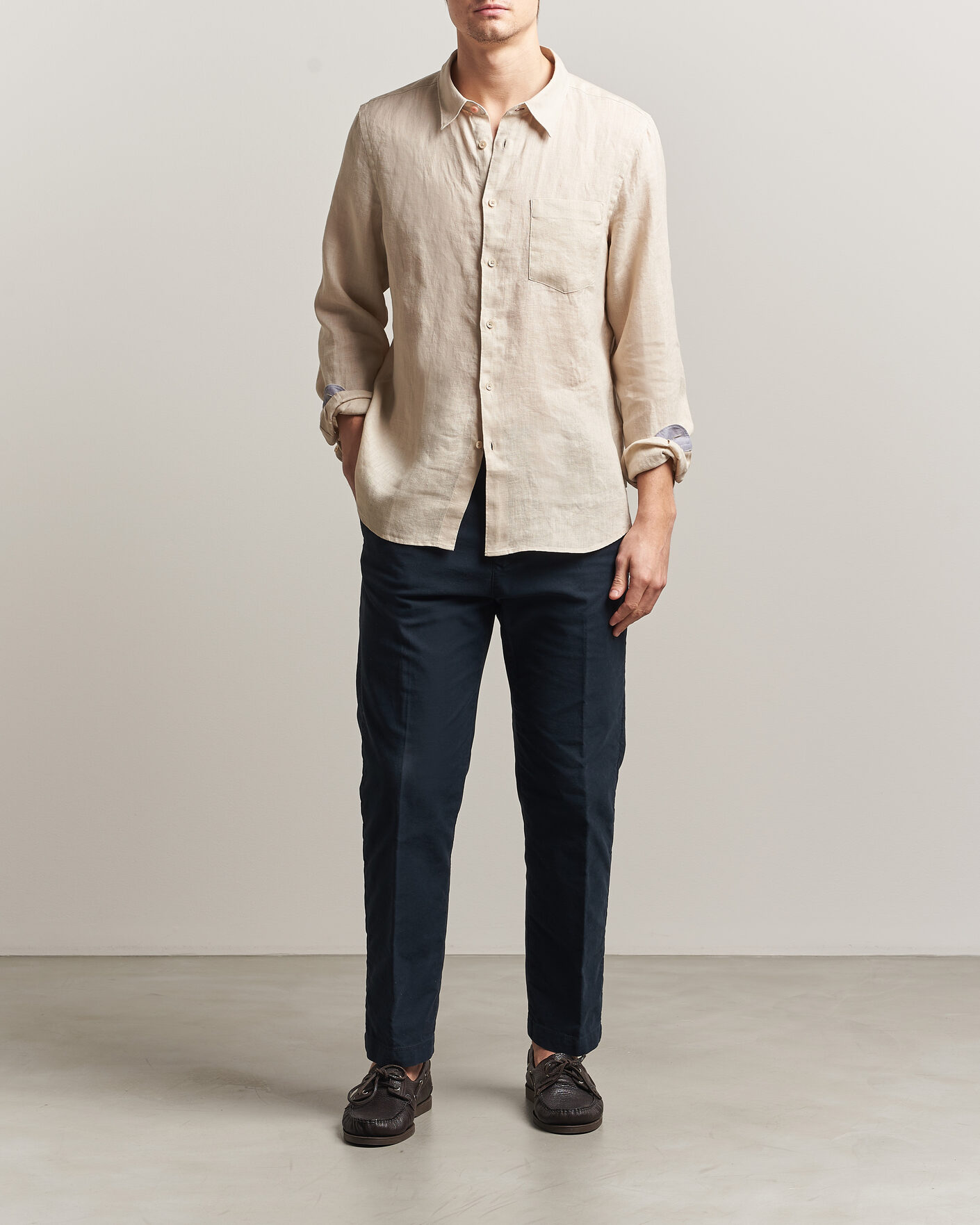 Uomini | Camicie | PS Paul Smith | Tailored Fit Linen Shirt Beige
