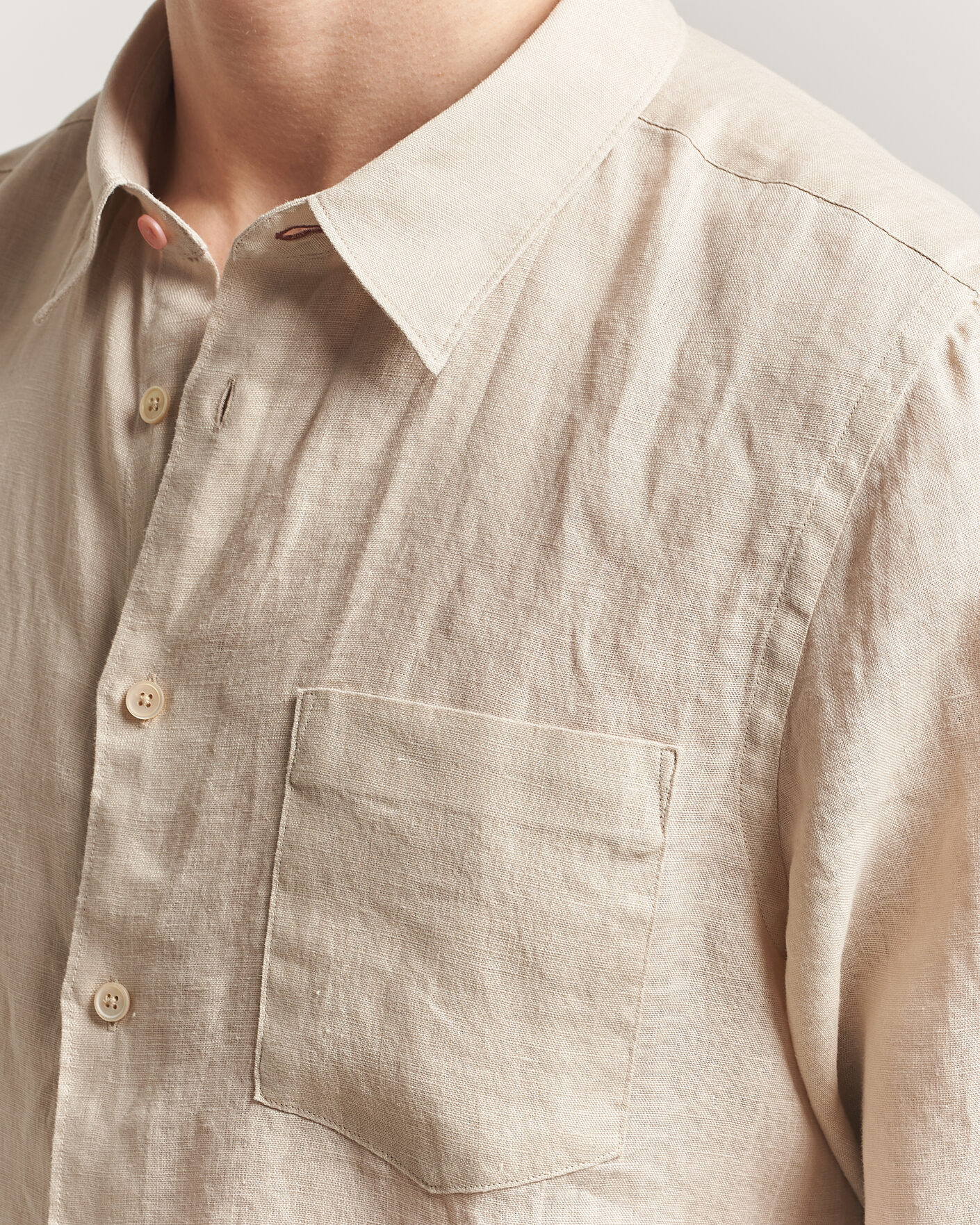Uomini | Camicie | PS Paul Smith | Tailored Fit Linen Shirt Beige