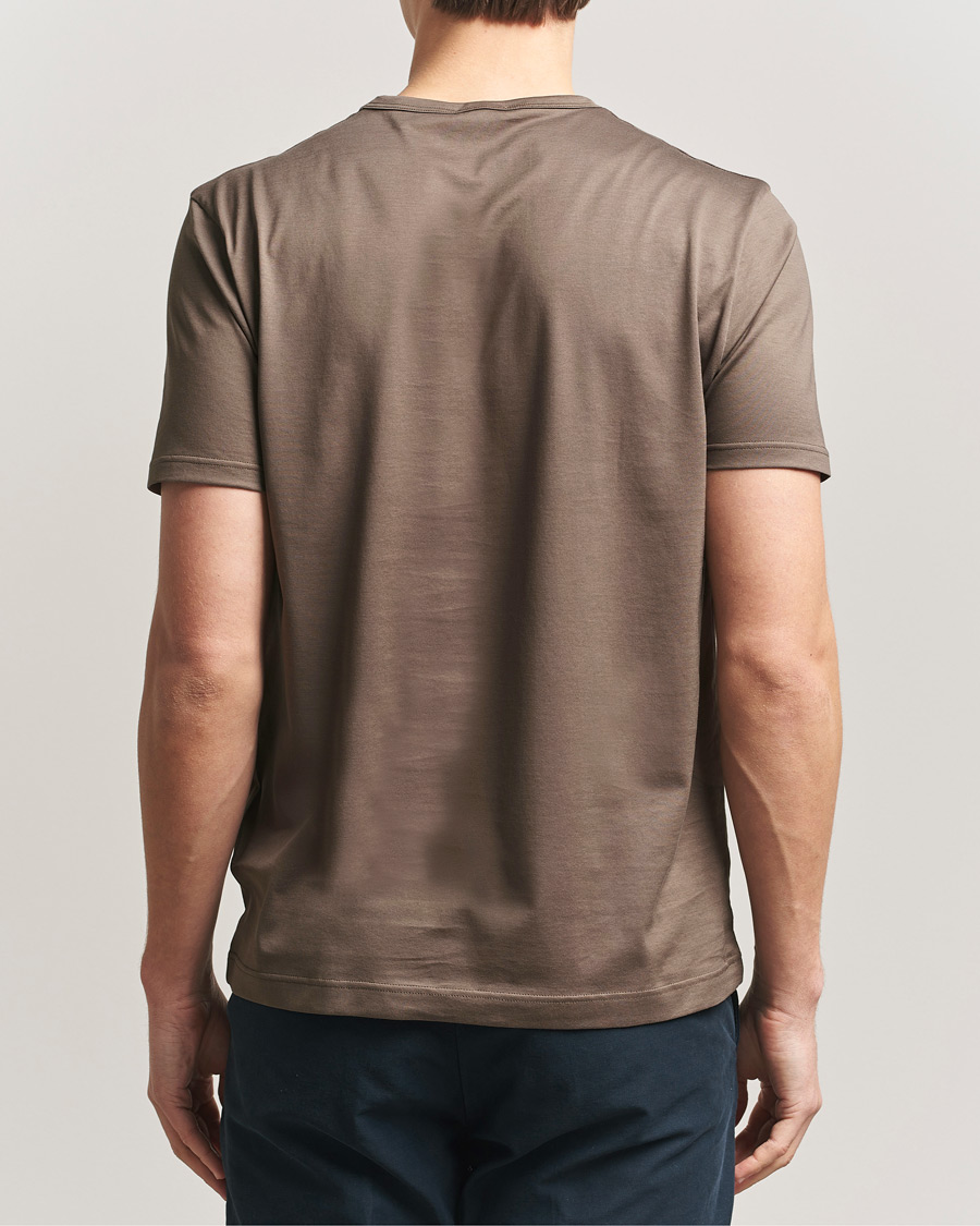 Uomini | T-shirt | Sunspel | Crew Neck Q82 Cotton T-Shirt Dark Cedar