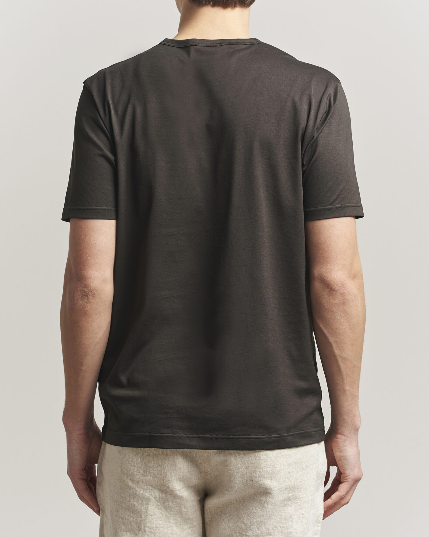 Uomini | T-shirt | Sunspel | Crew Neck Q82 Cotton T-Shirt Dark Chocolate