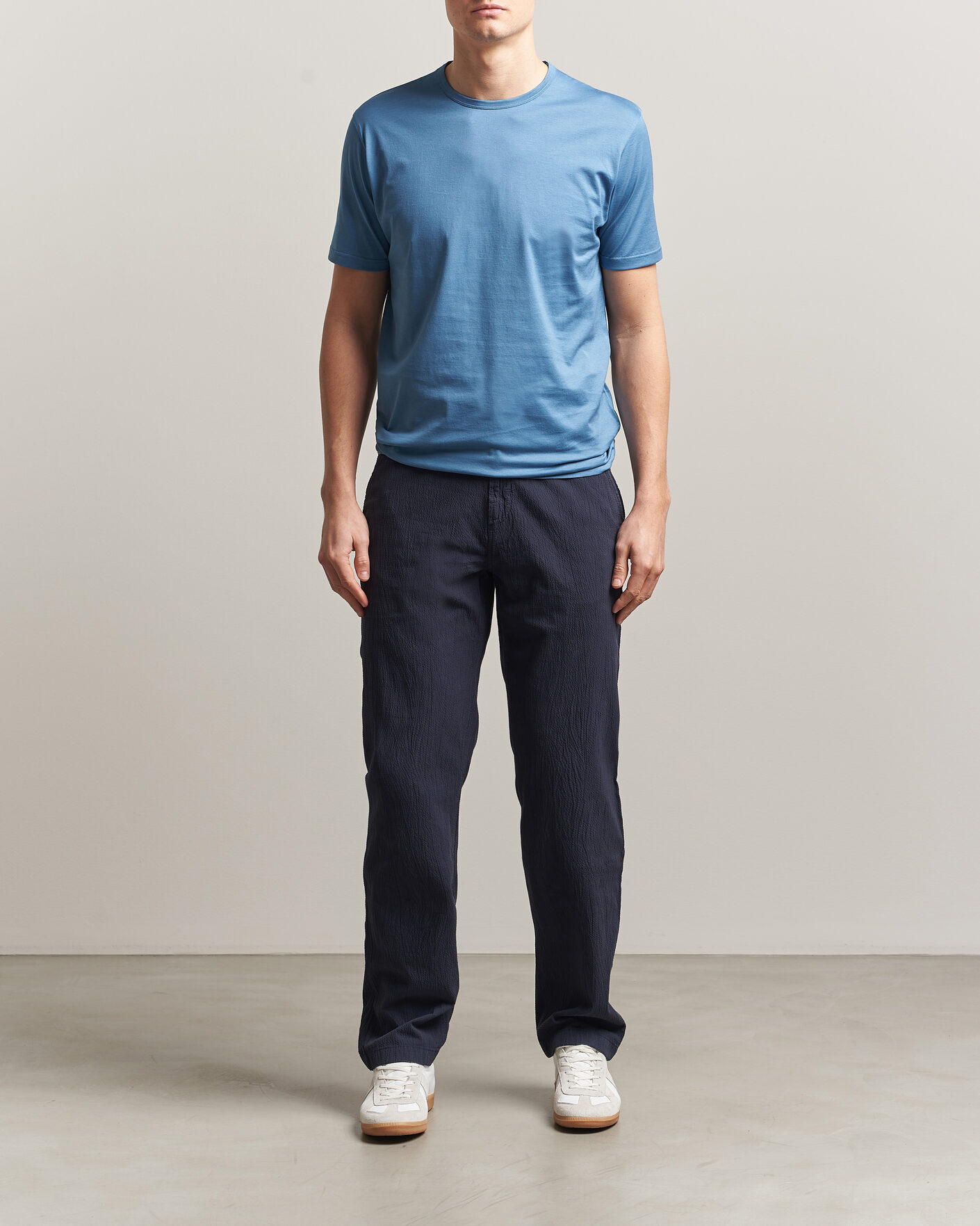 Uomini | T-shirt | Sunspel | Crew Neck Q82 Cotton T-Shirt Air Force Blue