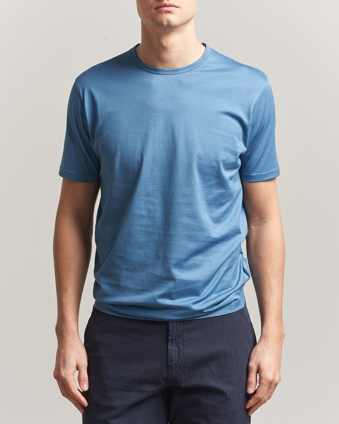 Uomini | T-shirt | Sunspel | Crew Neck Q82 Cotton T-Shirt Air Force Blue