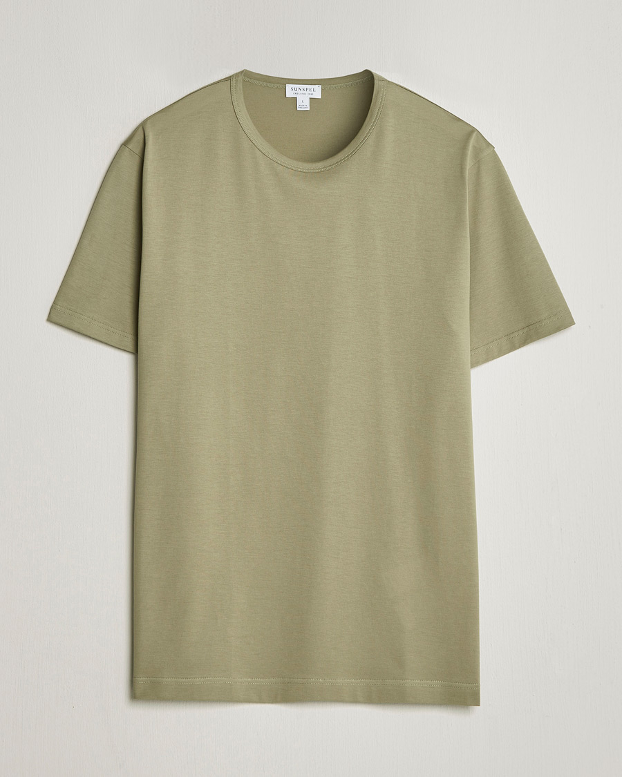 Uomini | T-shirt | Sunspel | Crew Neck Q82 Cotton T-Shirt Pistachio