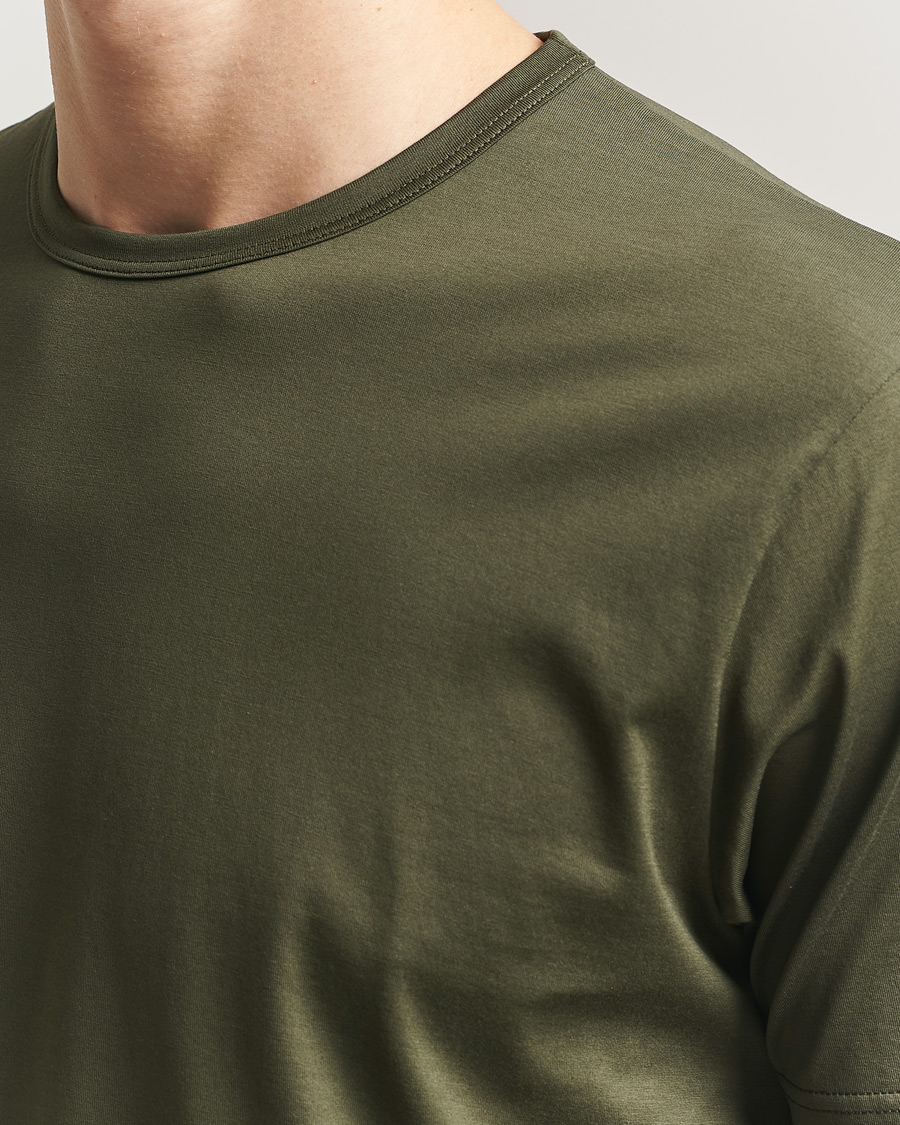 Uomini | T-shirt | Sunspel | Crew Neck Q82 Cotton T-Shirt Deep Olive
