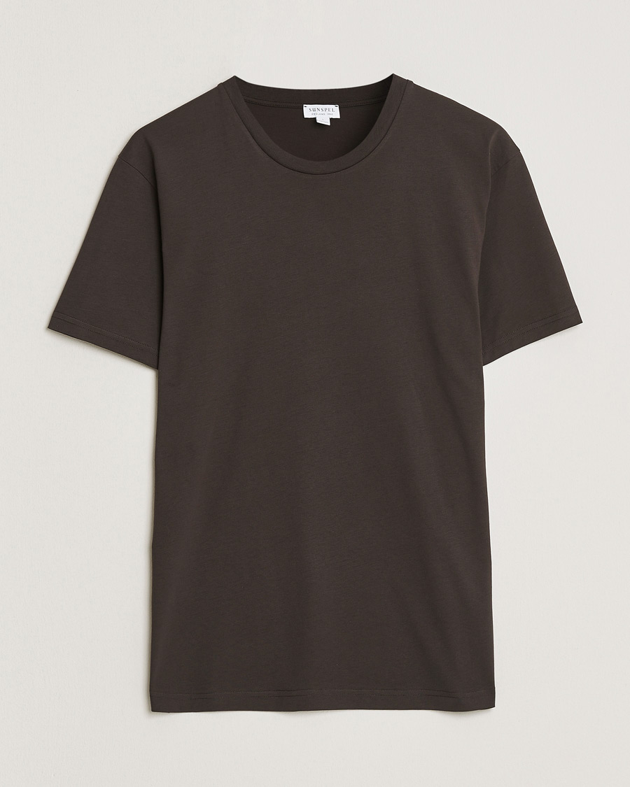 Uomini | T-shirt | Sunspel | Riviera Midweight T-Shirt Dark Chocolate