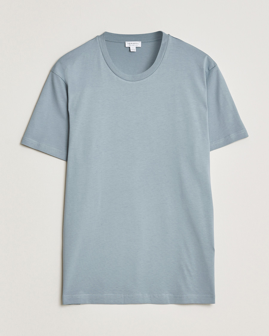 Uomini | T-shirt | Sunspel | Riviera Midweight T-Shirt Stone Blue