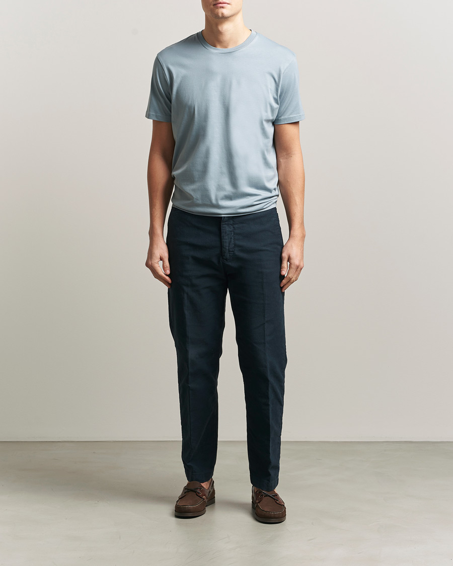 Uomini | T-shirt | Sunspel | Riviera Midweight T-Shirt Stone Blue