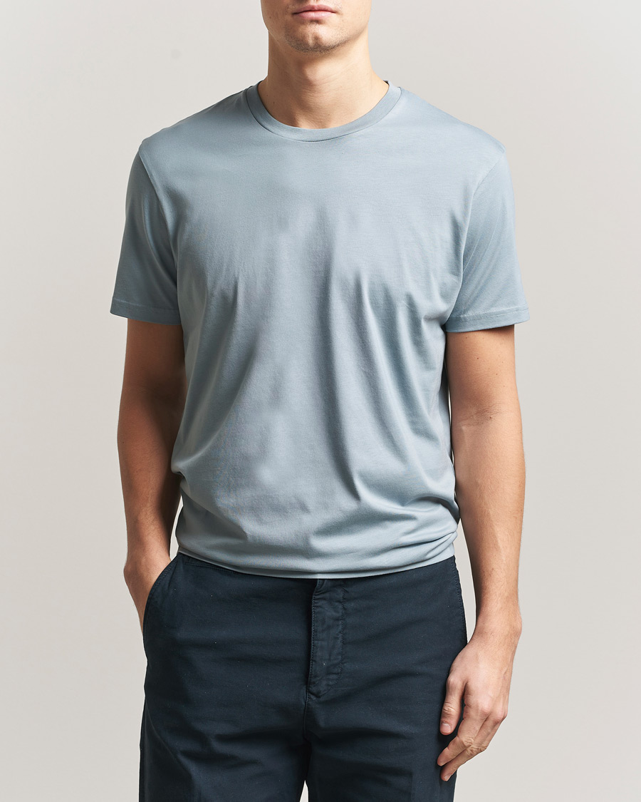 Uomini | T-shirt | Sunspel | Riviera Midweight T-Shirt Stone Blue