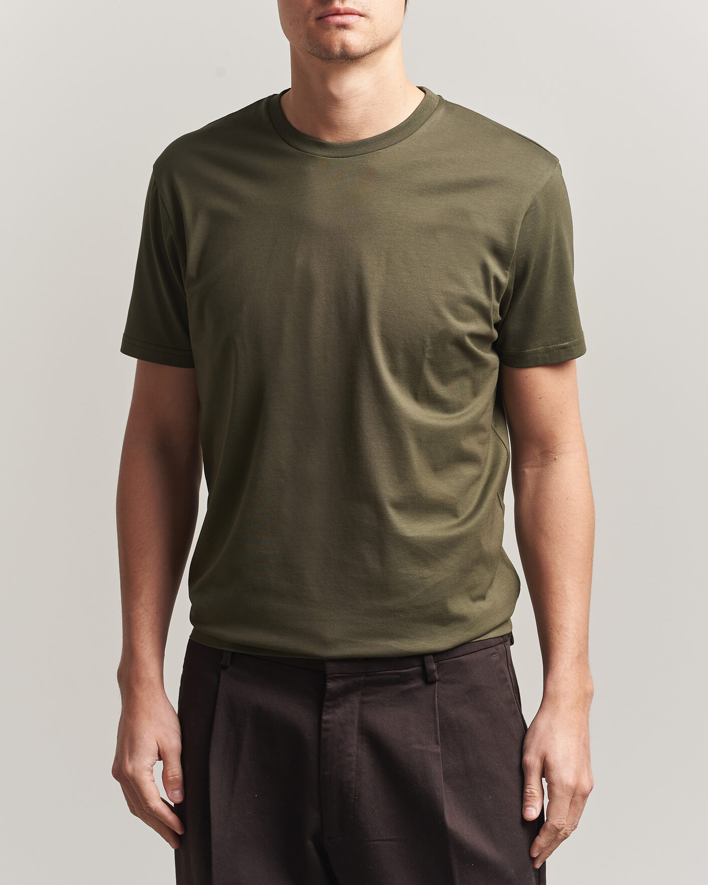 Uomini | T-shirt | Sunspel | Riviera Midweight T-Shirt Deep Olive