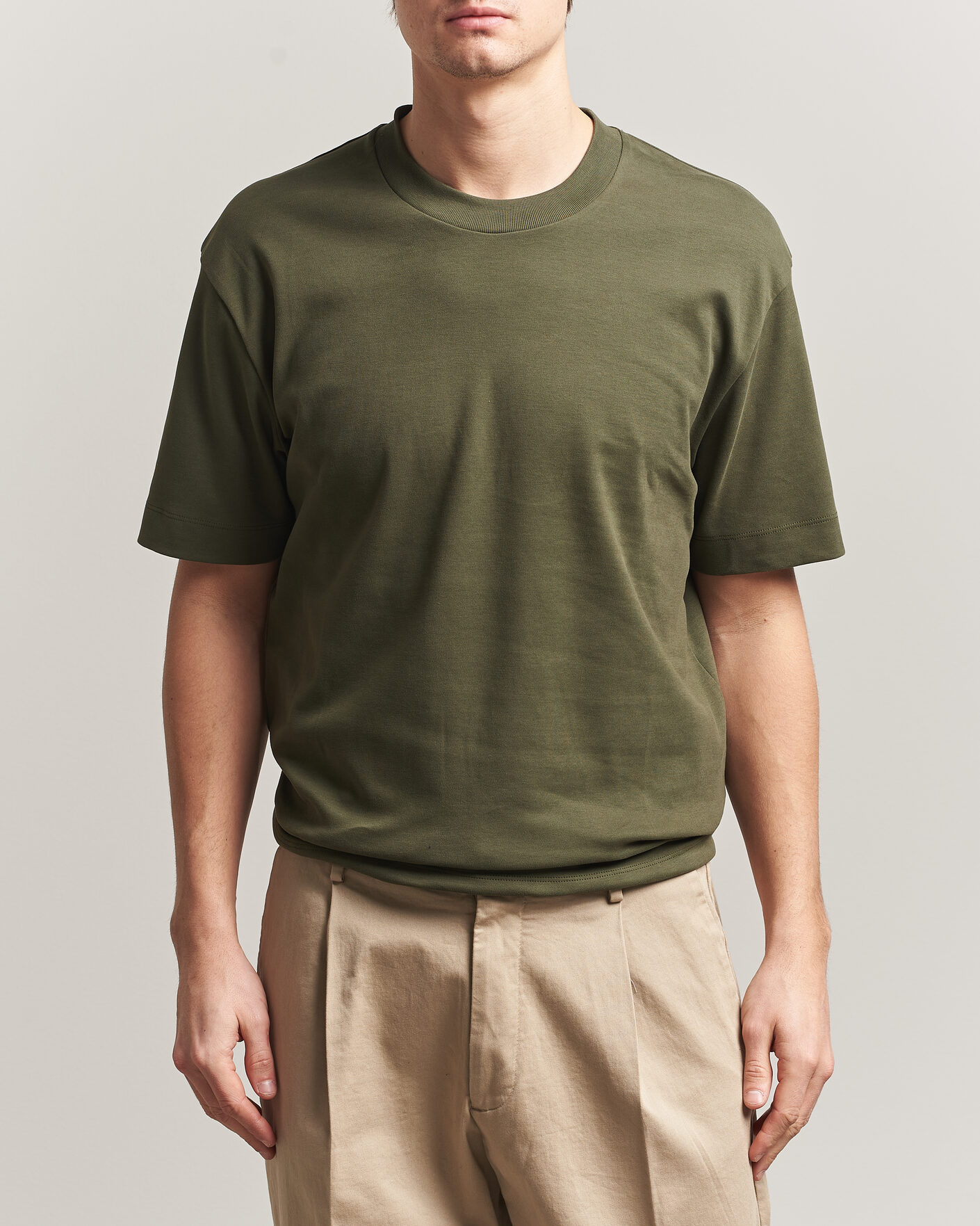 Uomini | T-shirt | Sunspel | Heavy Weight Supima Cotton T-Shirt Deep Olive