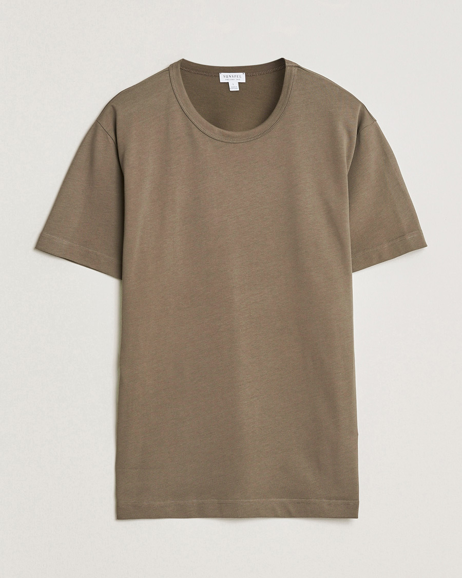 Uomini | T-shirt | Sunspel | Single Jersey Supima Cotton T-Shirt Dark Cedar