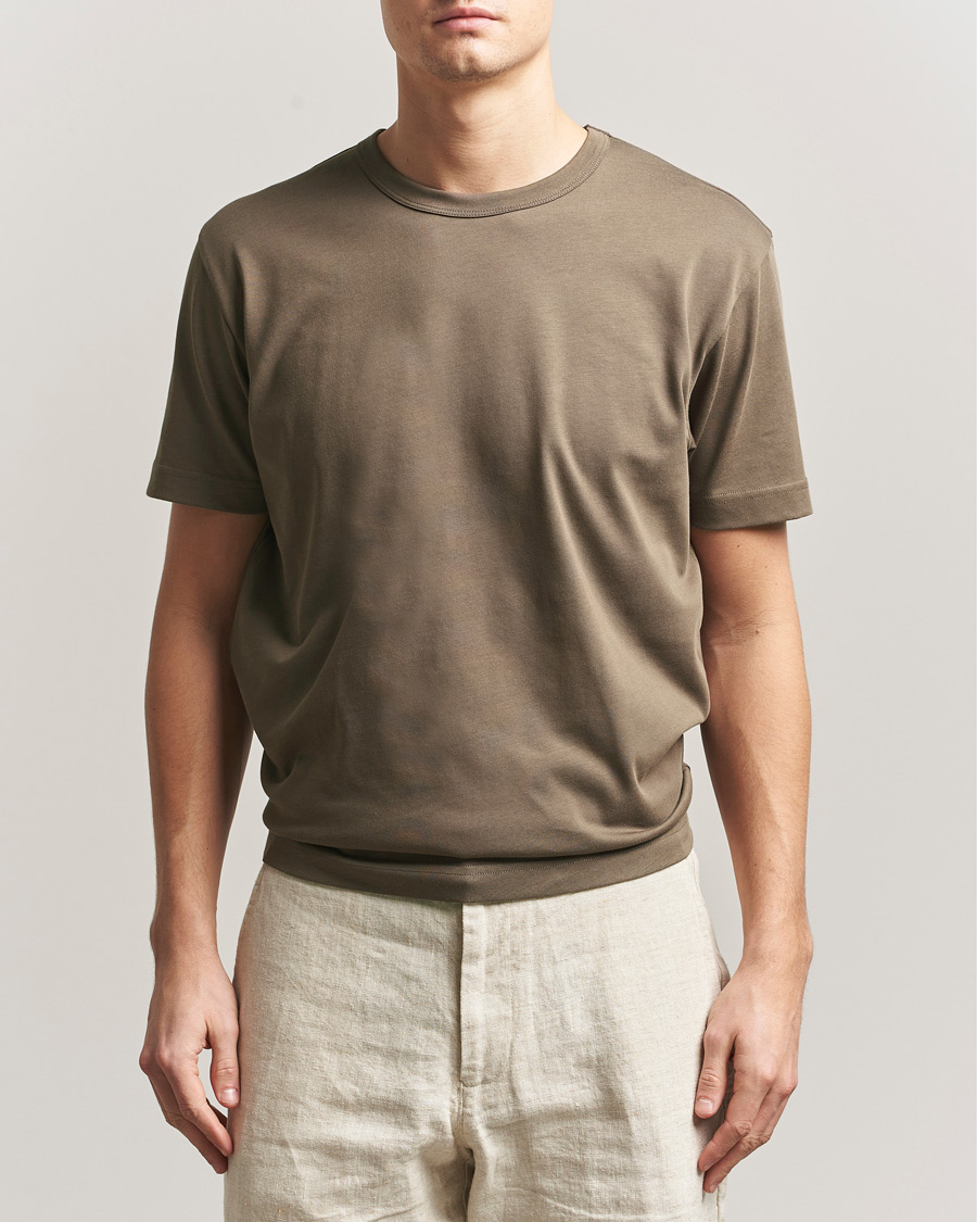 Uomini | T-shirt | Sunspel | Single Jersey Supima Cotton T-Shirt Dark Cedar