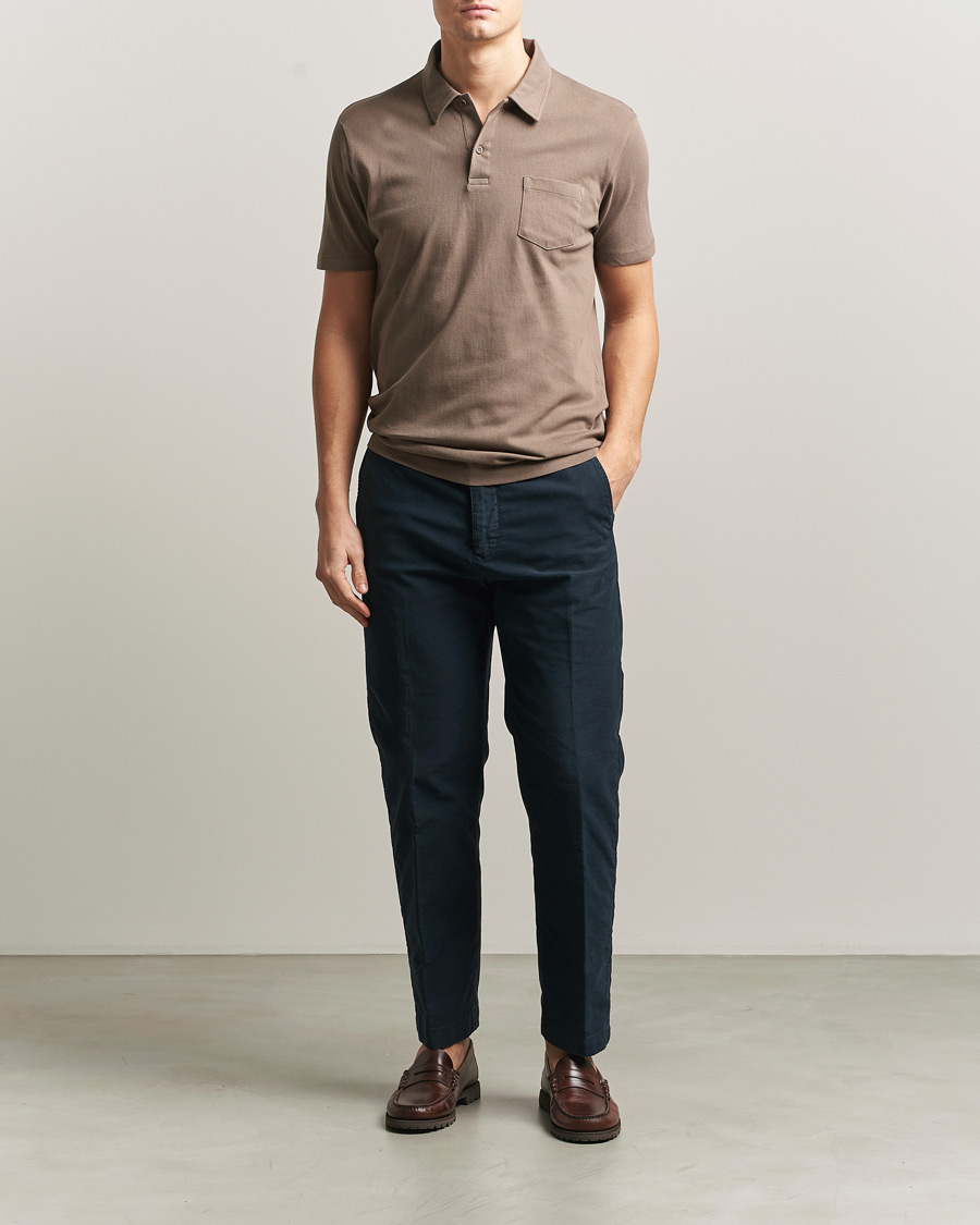 Uomini | Polo | Sunspel | Riviera Polo Shirt Dark Cedar