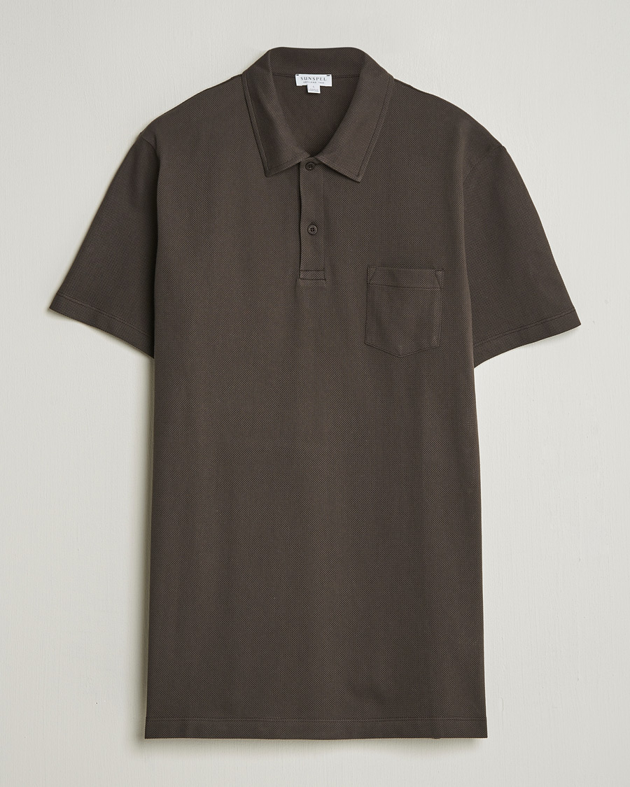 Uomini | Polo | Sunspel | Riviera Polo Shirt Dark Chocolate