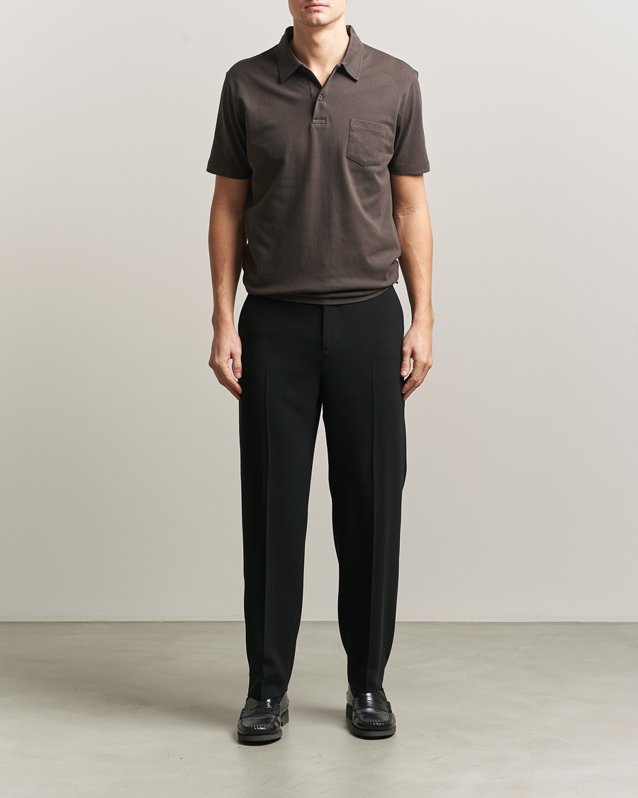 Uomini | Polo | Sunspel | Riviera Polo Shirt Dark Chocolate