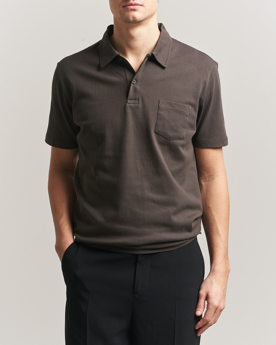 Uomini | Polo | Sunspel | Riviera Polo Shirt Dark Chocolate