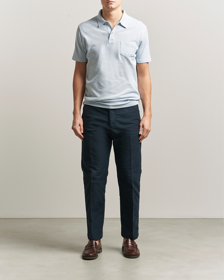 Uomini | Polo | Sunspel | Riviera Polo Shirt Pastel Blue