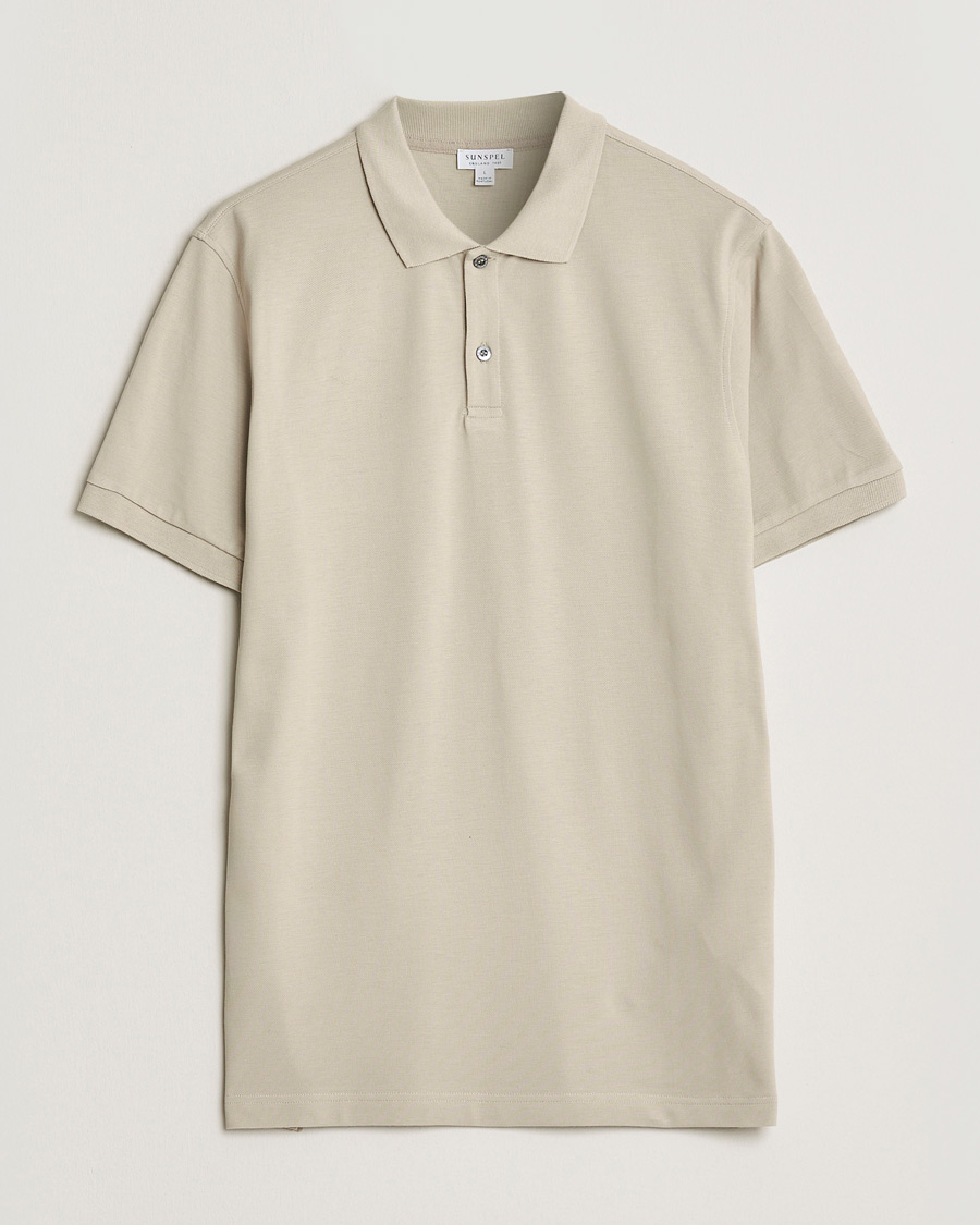 Uomini | Polo | Sunspel | Supima Cotton Short Sleeve Pique Polo Hazelwood