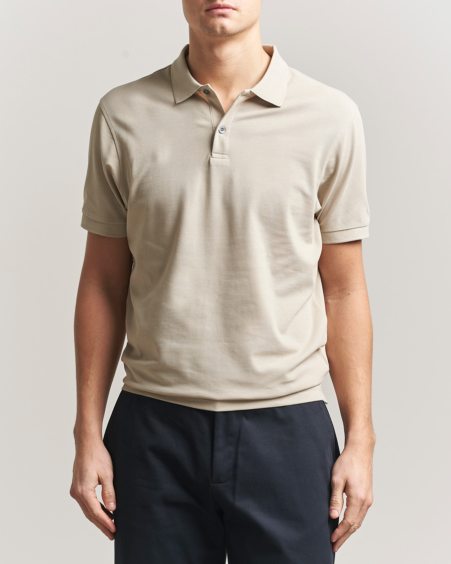 Uomini | Polo | Sunspel | Supima Cotton Short Sleeve Pique Polo Hazelwood