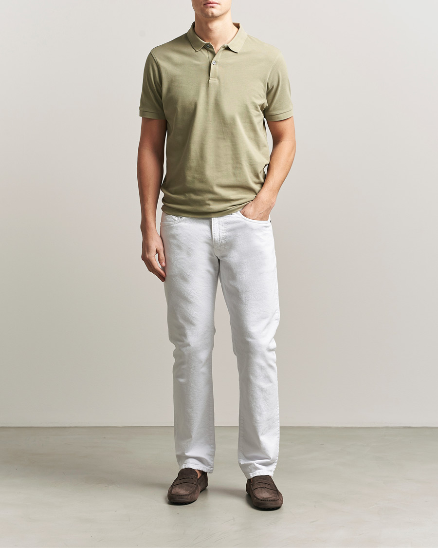Uomini | Polo | Sunspel | Supima Cotton Short Sleeve Pique Polo Pistachio