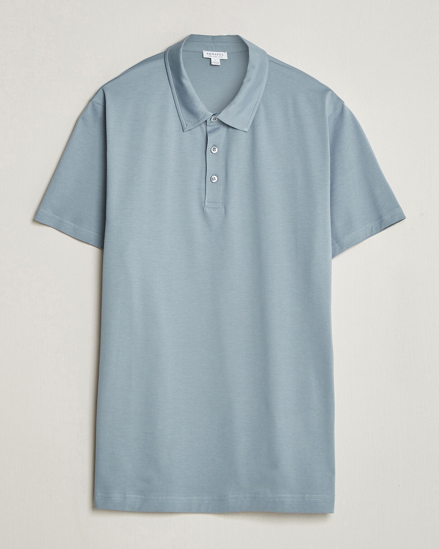 Uomini | Polo | Sunspel | Cotton Jersey Polo Stone Blue