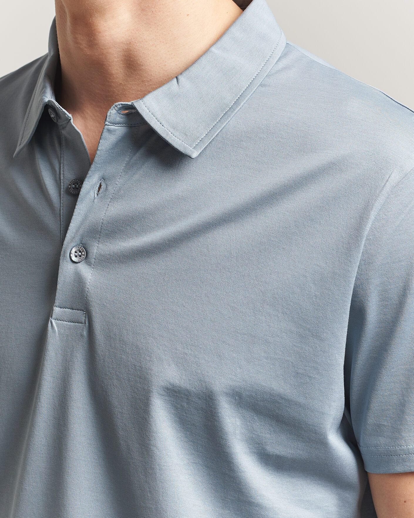 Uomini | Polo | Sunspel | Cotton Jersey Polo Stone Blue