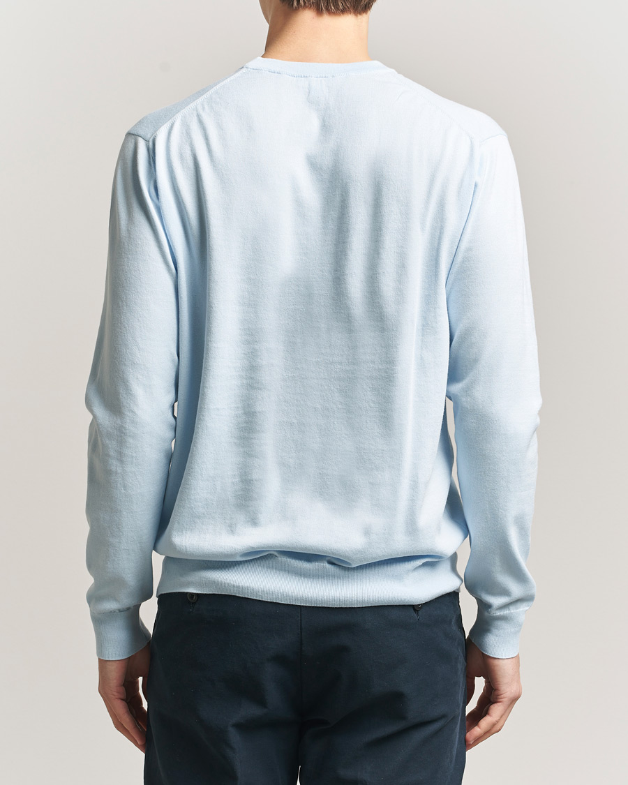 Uomini | Maglieria | Sunspel | Lightweight Knitted Cotton Crew Pastel Blue