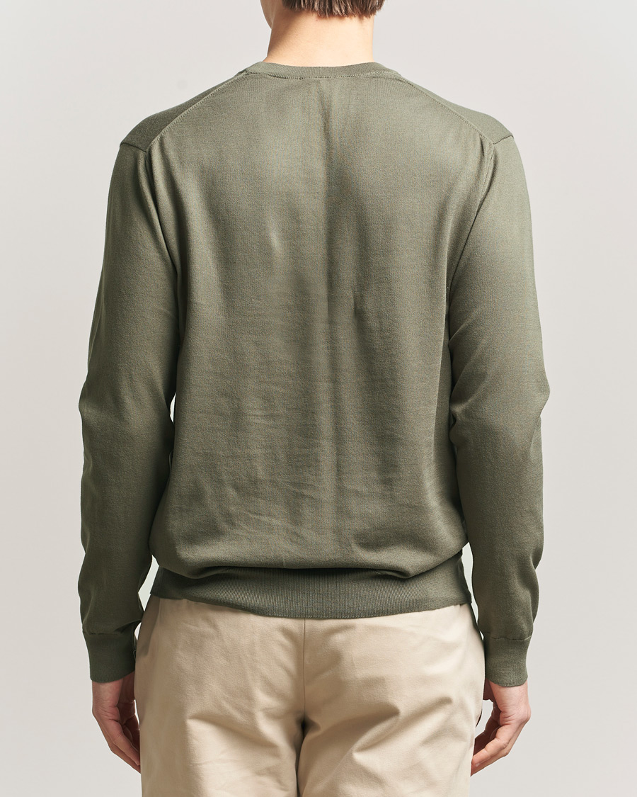 Uomini | Maglieria | Sunspel | Lightweight Knitted Cotton Crew Khaki