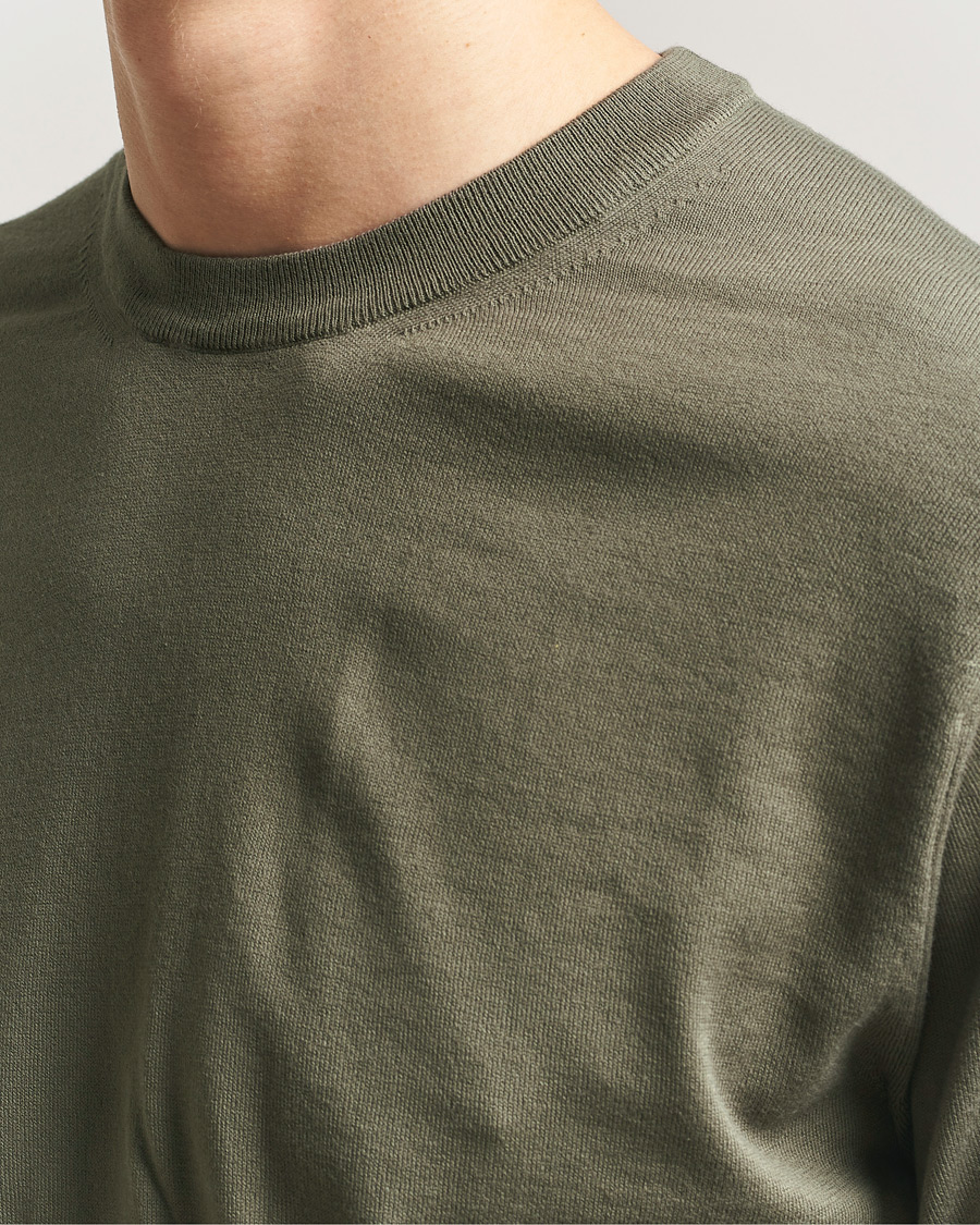 Uomini | Maglieria | Sunspel | Lightweight Knitted Cotton Crew Khaki