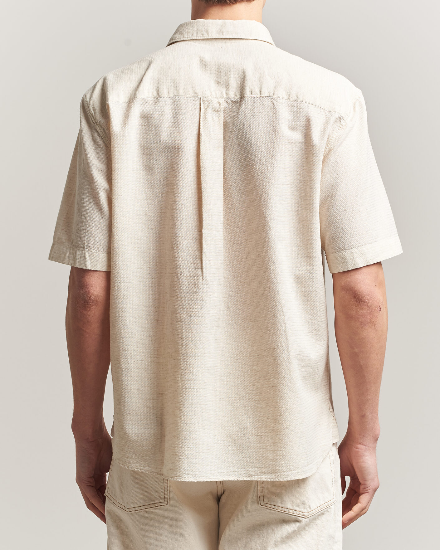 Uomini | Camicie | Sunspel | Natural Texture Linen Shirt Ecru