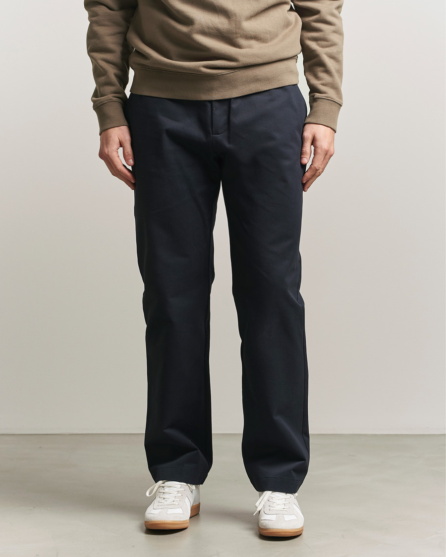 Uomini | Pantaloni | Sunspel | Soft Cotton Drill Trousers Navy