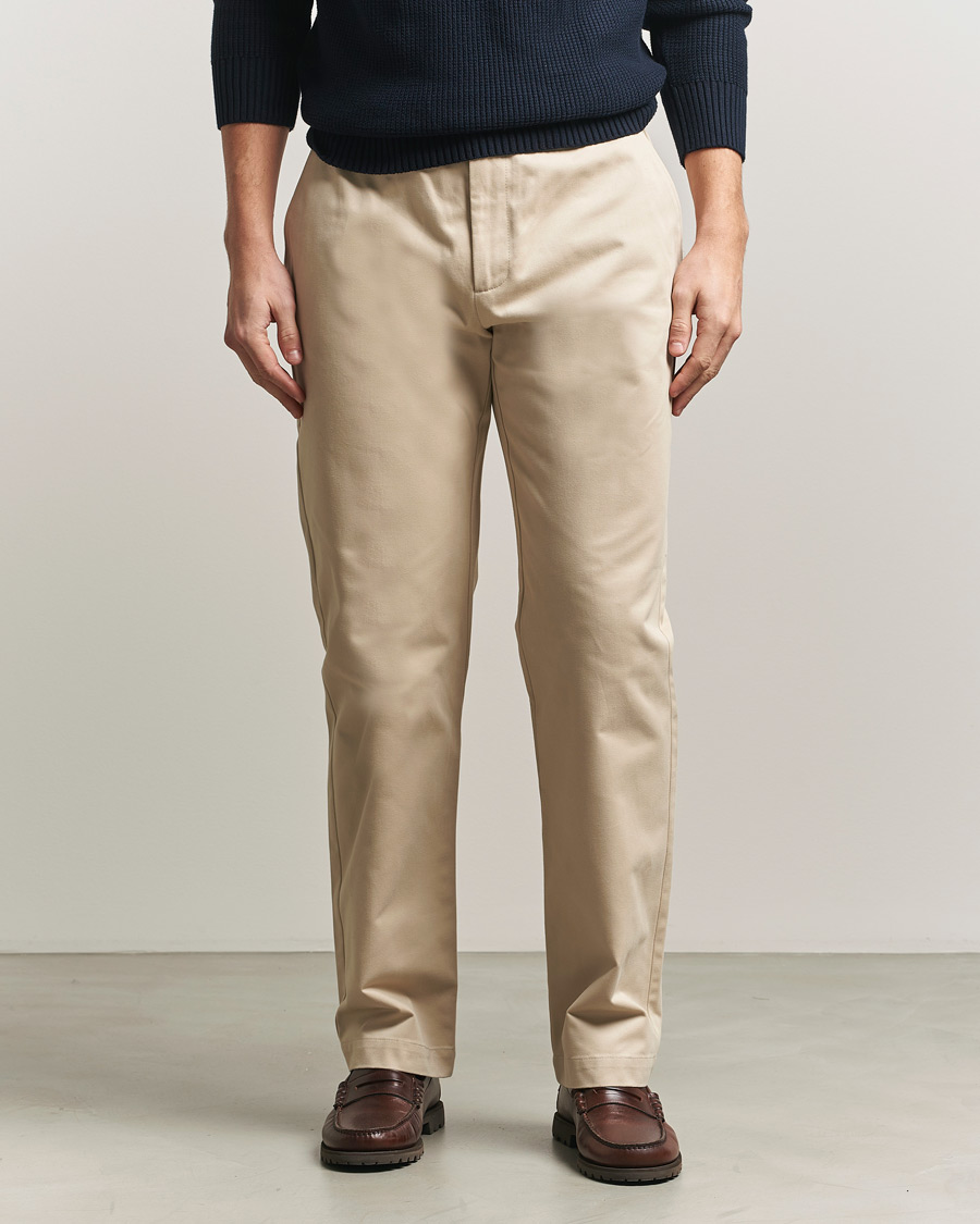 Uomini | Pantaloni | Sunspel | Soft Cotton Drill Trousers Light Stone